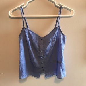 Blue spaghetti strap crop top blouse